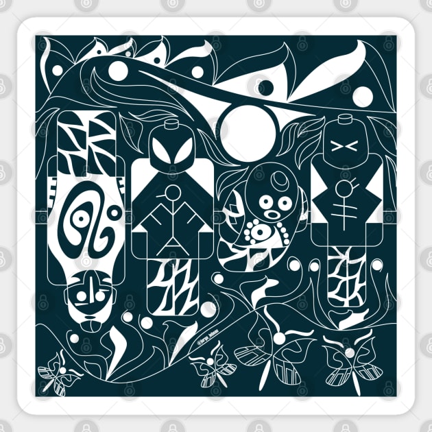 alien in mayan pattern coloring art ecopop Sticker by jorge_lebeau